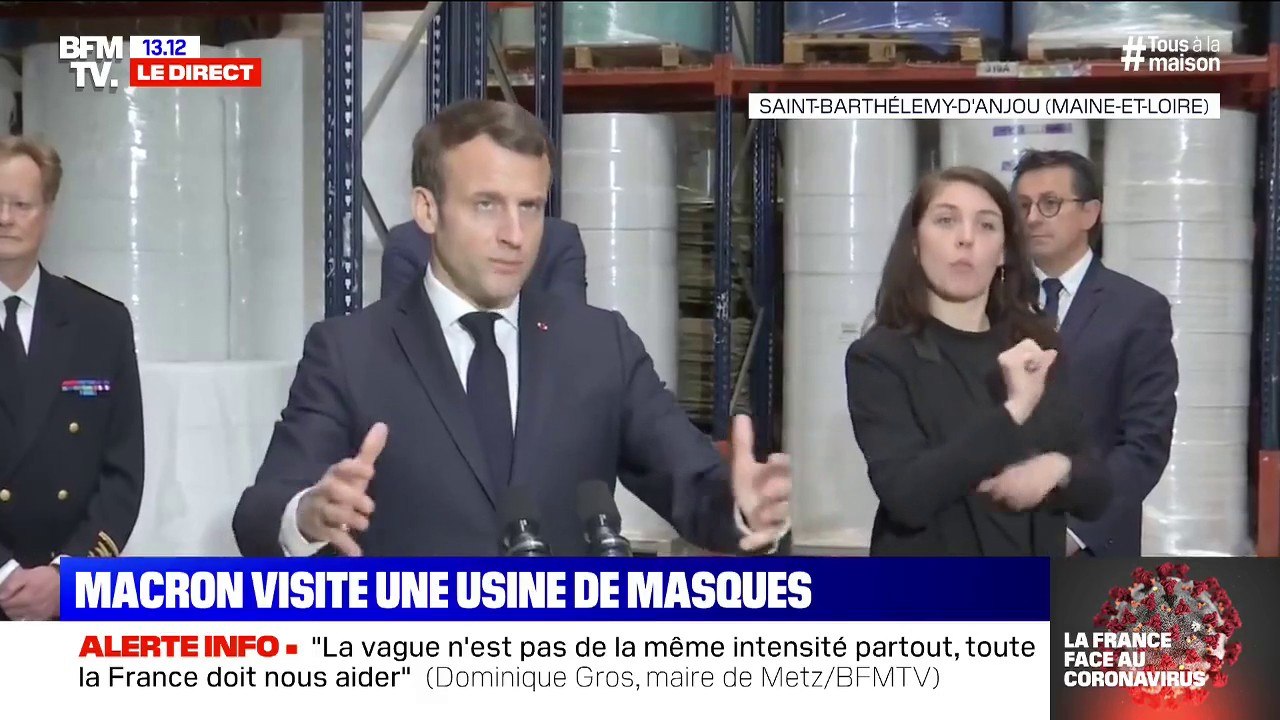 Emmanuel Macron "Nous sommes passés la consommation de 4 millions à 40 millions de masques par semaine"