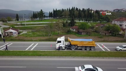 Jandarma ekiplerinin ateş ölçüm uygulaması havadan görüntülendi
