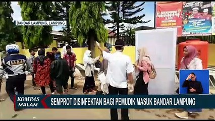 Tiba Di Lampung, Para Pemudik Wajib Disemprot Disinfektan dan Cek Suhu Tubuh