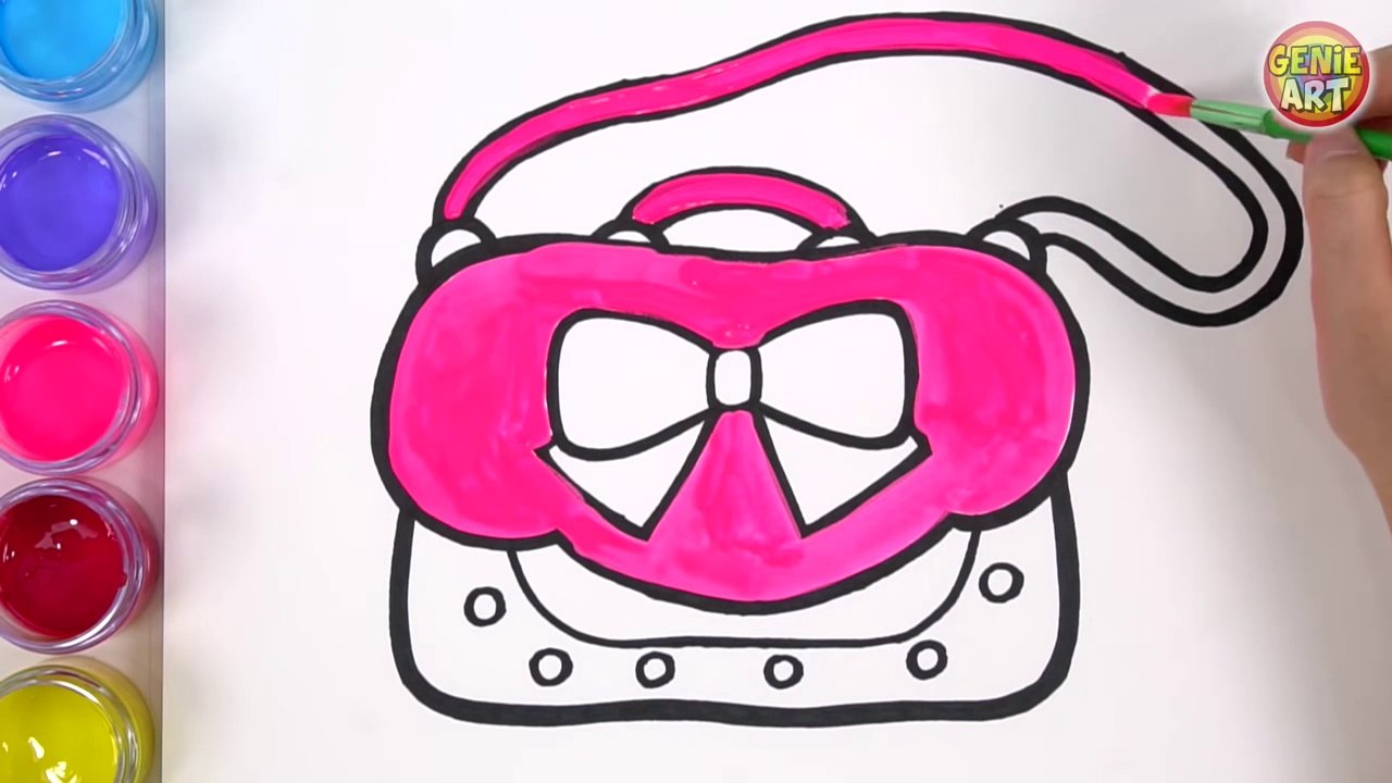 How to Draw Handbag and Learn Color & English - GENiEART