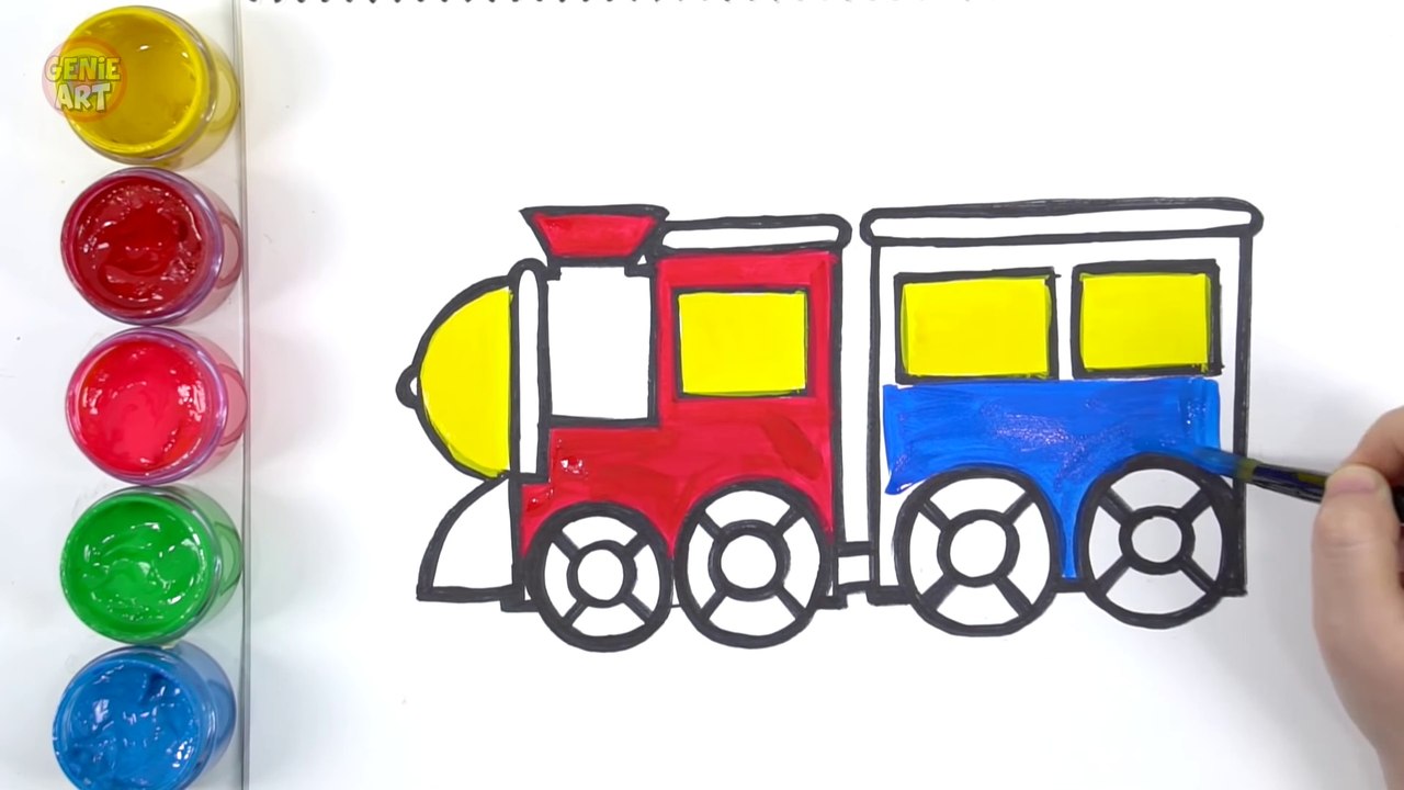 How to Draw Train and Learn Color - GENiEART