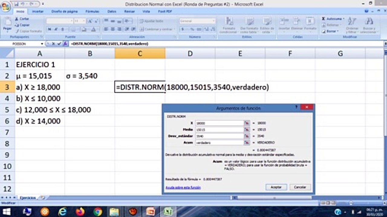 Distribución Normal con Excel (RP #2)