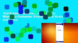 Full E-book  Nonformal Education for Women in Zimbabwe: Empowerment Strategies and Status
