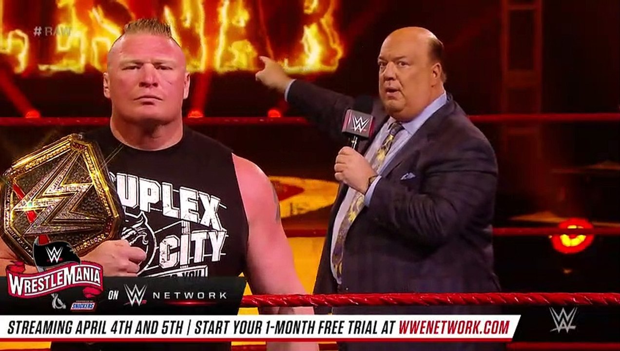 Paul Heyman WrestleMania Prediction For Brock Lesnar:Raw 30/03/2020