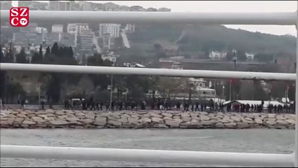 Personel taşıyan feribotta şaşırtan görüntüler!