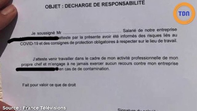 Coronavirus : des employeurs font signer des décharges de responsabilité illégales à leurs employés