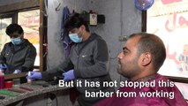 Coronavirus: Gaza barbers sterilise equipment to keep shops running