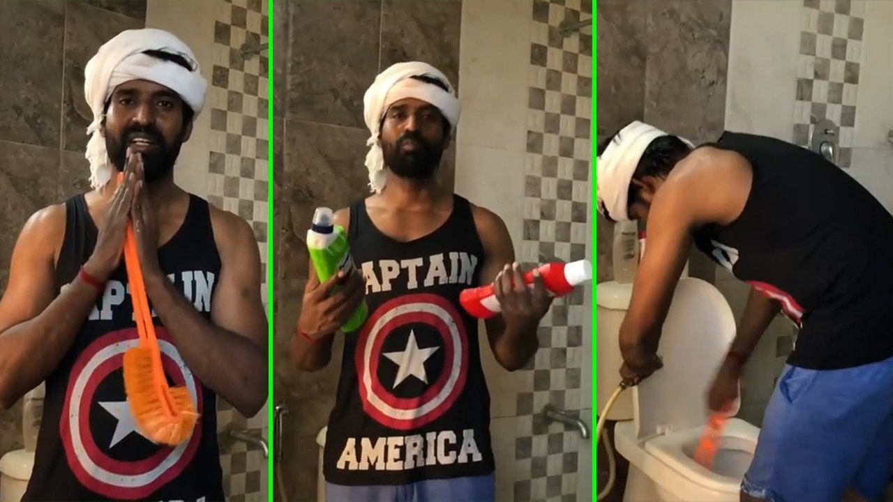 Actor Soori Cleaning Bathroom | Lock Down