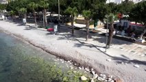 Bodrum'un boş sahiller, sokaklar havadan görüntülendi
