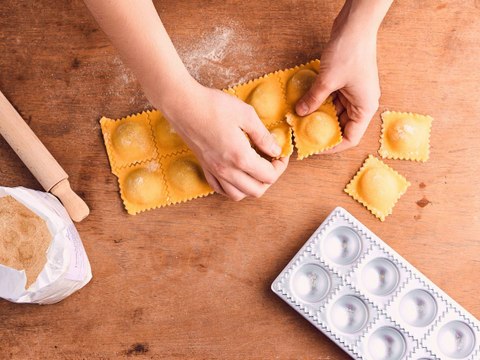 Raviolis de espinaca y queso ricotta