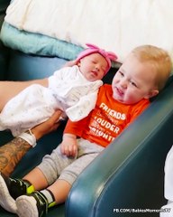Funny Big Brothers Meet Newborn Baby