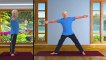 Yoga in 3D: extended triangle pose /  Trikonasana - English