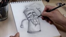 How to draw a grafitti spray can | pencil&ink