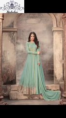 Opening of Green And Gold Embroidery Anarkali of maisha colors