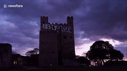 Rochester Castle in Kent lits up for 'Clap for Carers'