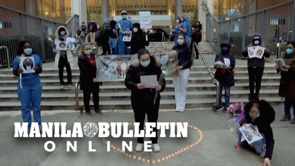 New York: Healthcare workers hold vigil for colleagues who died from Covid-19