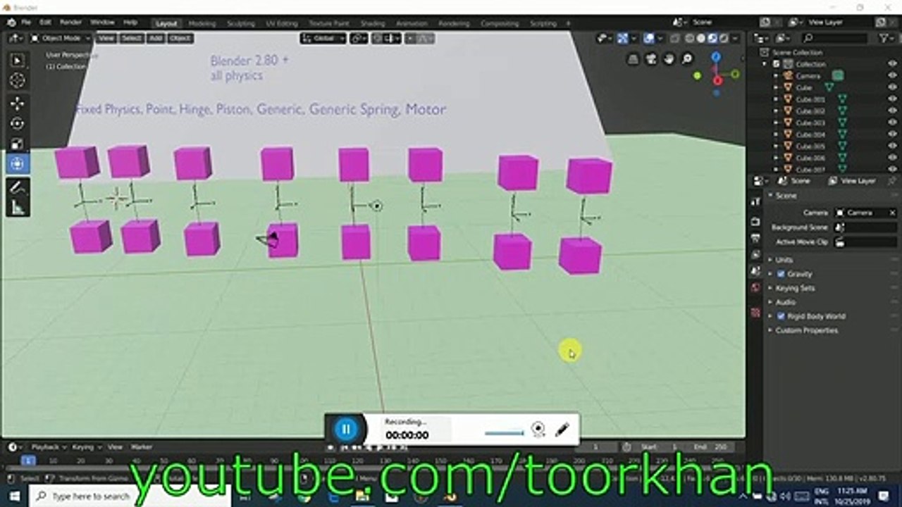 Blender 2.8, All Rigid Body Physics, Beginner Tutorial, Physics. Rigid Body, Eeve, Toorkhan - dailymotion