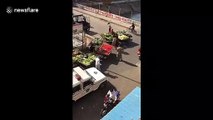 Indian market traders allegedly breaking COVID-19 lockdown rules have goods destroyed by police
