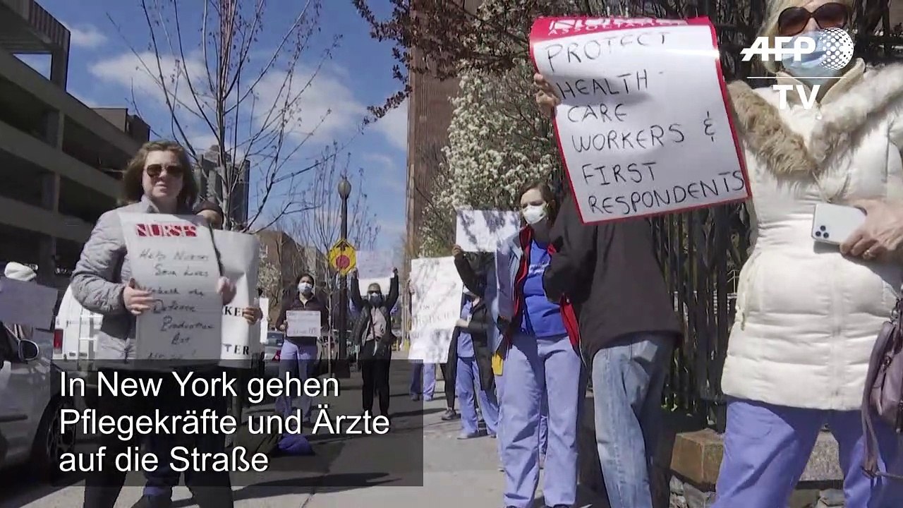 'Wir sterben': Krankenhausmitarbeiter in New York protestieren