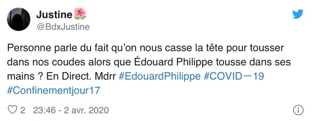Coronavirus :  Edouard Philippe tousse dans ses  mains, il se fait  incendier par les internautes