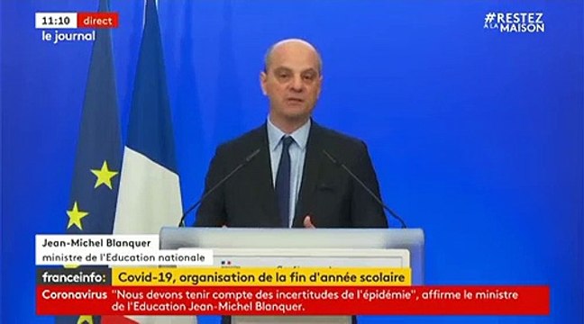 Coronavirus - Découvrez les annonces faites ce matin par le ministre de l'Education Jean-Michel Blanquer concernant le Bac et le Brevet - VIDEO