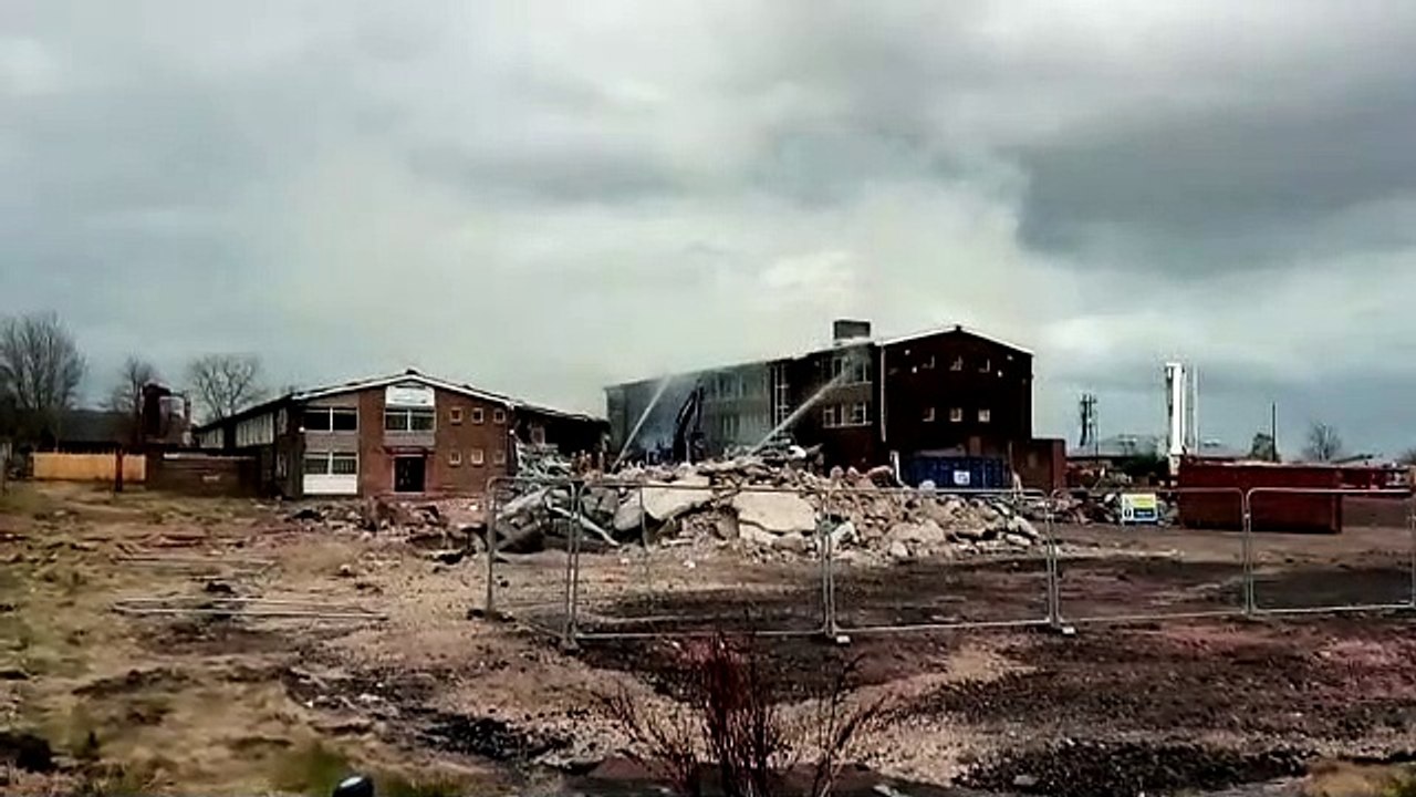 Crews fighting a fire which broke out at a form...