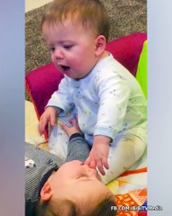 Funny Twin Babies Arguing Over