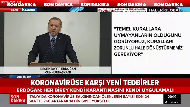 Cumhurbaşkanı Erdoğan koronavirüse ilişkin alınan yeni tedbirleri açıkladı