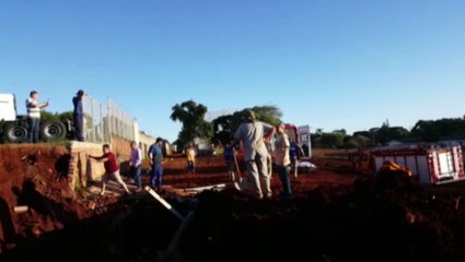 Trabalhador fica em estado grave após ser atingido por muro