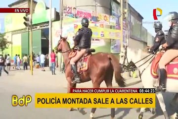 Estado de emergencia: policía montada sale a las calles y llama a respetar cuarentena