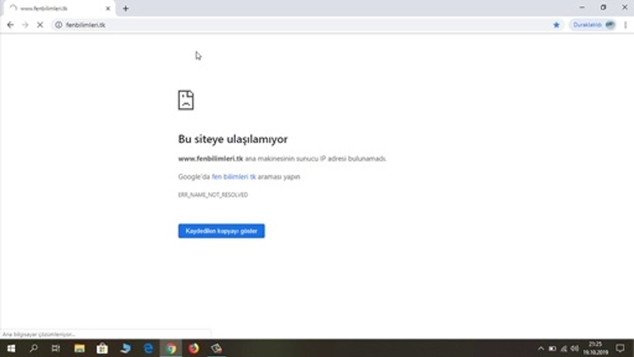 Bu siteye ulaşılamıyor sunucu IP adresi bulunamadı