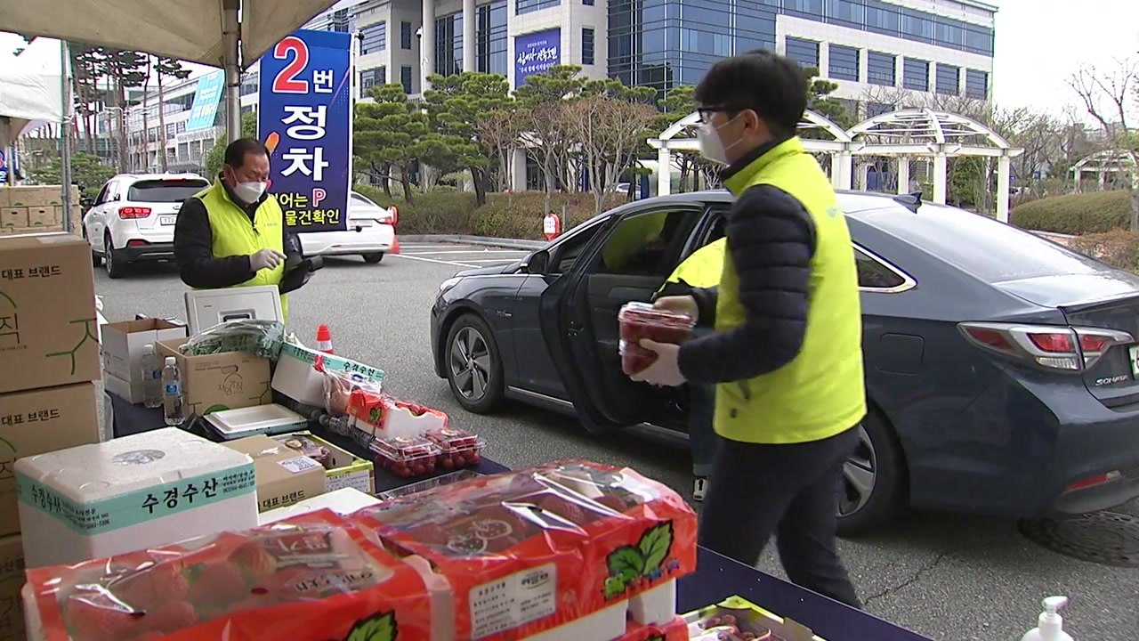 안전하게 장 봐요! 농수산물 '드라이브 스루' 할인 행사 / YTN