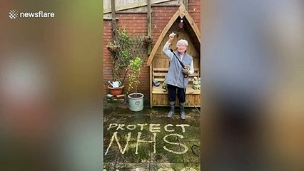 Grandmother, 81, sprays Covid-19 NHS message onto her patio