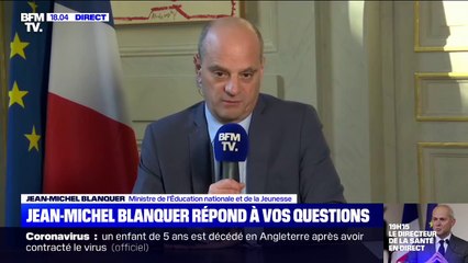 Jean-Michel Blanquer: "J'aimerais bien que les cours reprennent au début du mois de mai mais ça peut être plus tard
