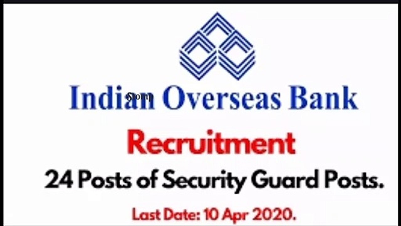 IOB Recruitment 2020 | Security Guards jobs | Tamil Nadu Jobs | Government Jobs