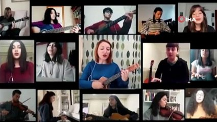 Liselilerden "Çayır Çimen geze geze" türküsüyle 'Evde Kal' çağrısı