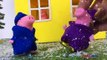 STORY WITH PEPPA PIG AND HER FAMILY STUCK IN THE SNOW AND TOWED BY GRANDPA DOG WITH THE TOW TRUCK