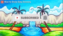 How to Draw Easy Scenery   Drawing Tropical Waterfall Scenery Step by Step with Oil Pastels