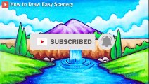 How to Draw Easy Scenery   Drawing Waterfall scenery step by step with Oil Pastels