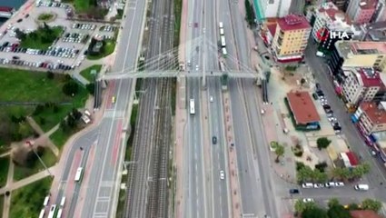 Kocaeli'de sessizliğe bürünen cadde ve sahiller havadan görüntülendi