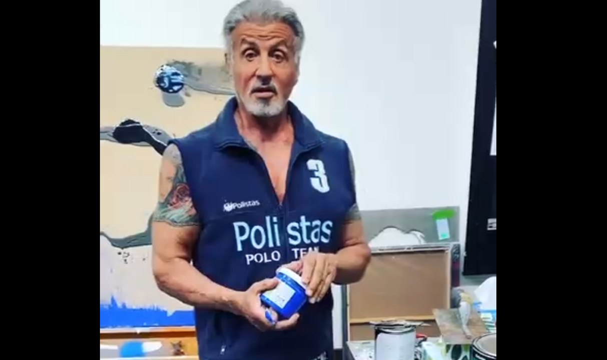 Sylvester Stallone paints in Lockdown