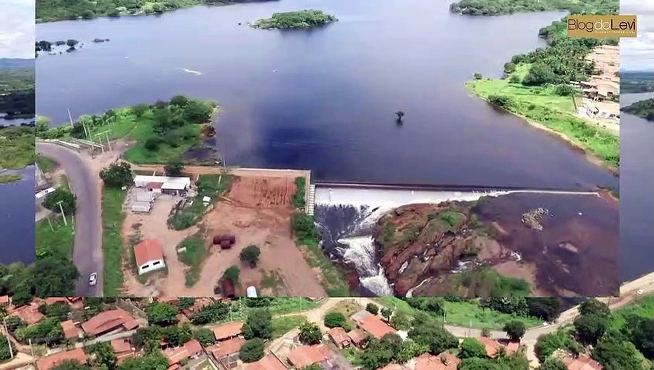 Imagens áreas da sangria do açude de São Gonçalo, em Sousa-PB