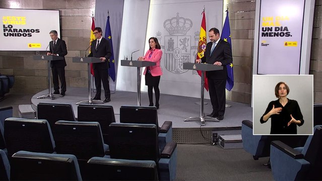 Rueda de prensa de los ministros Marlaska, Illa, Robles y Ábalos