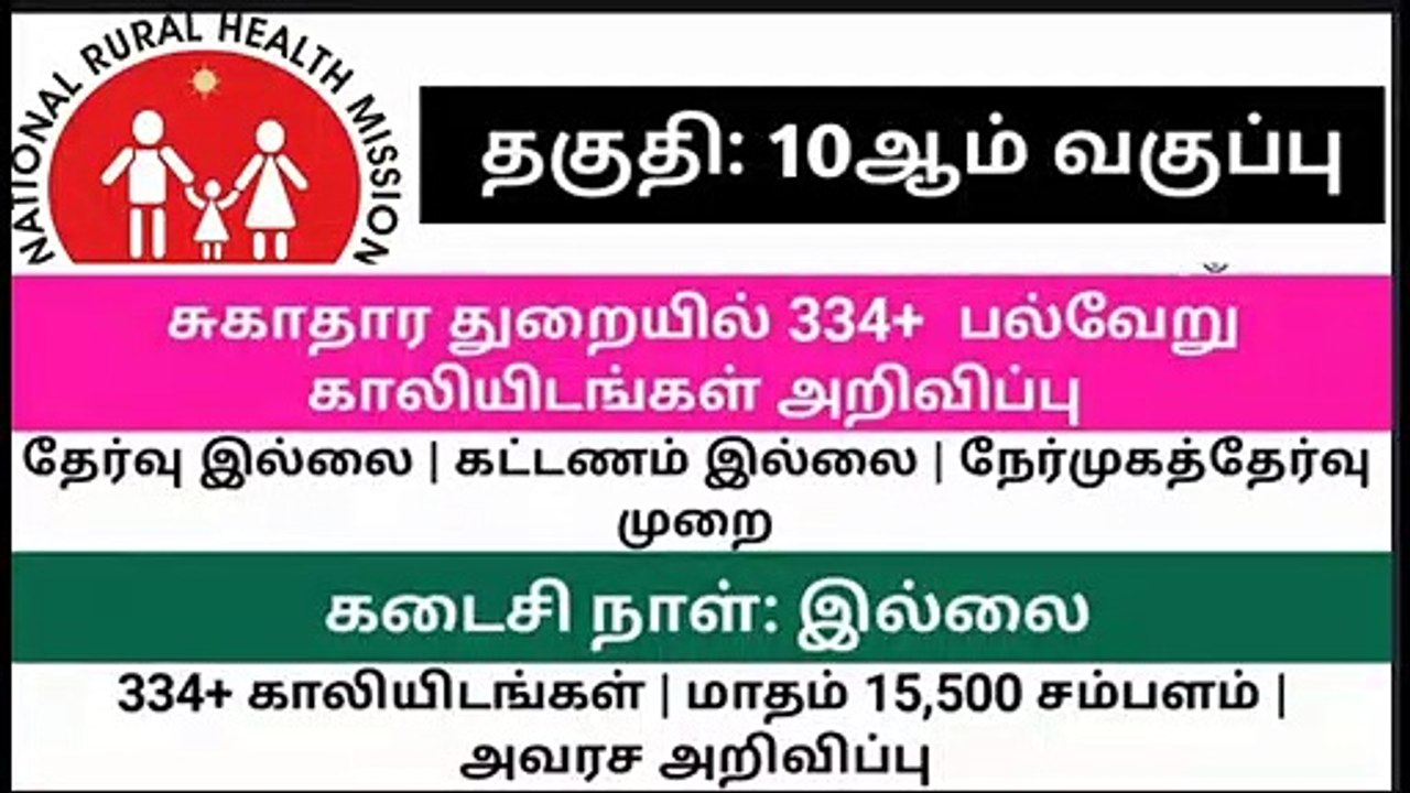 NRHM recruitment 2020 | Health Inspector | Tamil Nada jobs