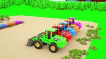 Excavation trucks that feed cows, learn farm animals with vehicles
