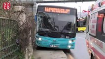 Kağıthane'de özel halk otobüsü kaldırıma çıktı