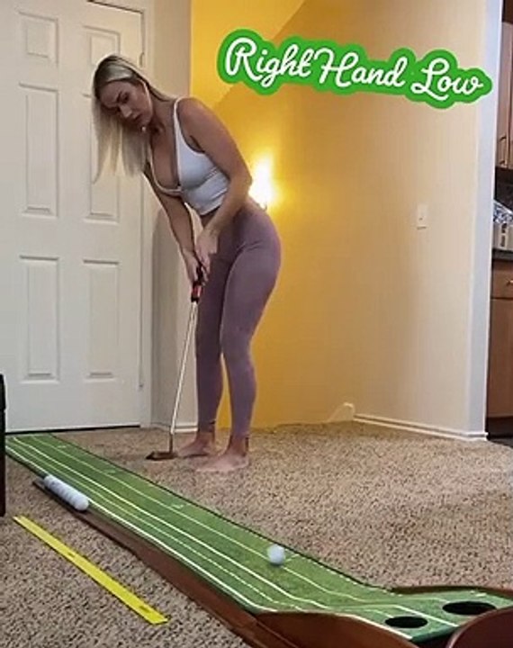 ABD'li golfçü Paige Spiranac'ın göğüs vuruşu olay oldu