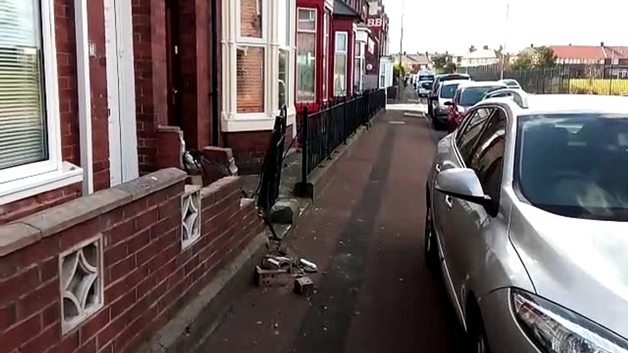 Damage on Ridley Street after disturbance in Sunderland on Sunday
