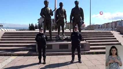 Burhaniye'de emniyetten işaret diliyle 'evde kal' klibi hazırladı