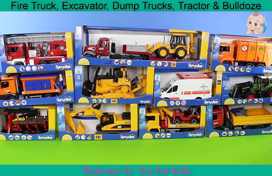 toy excavator and dump truck